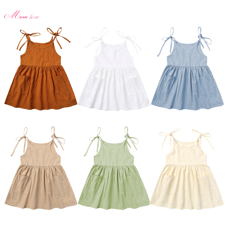 Djevojčice od solidne haljine Mini haljine bez rukava Ljetna plaža Sundress