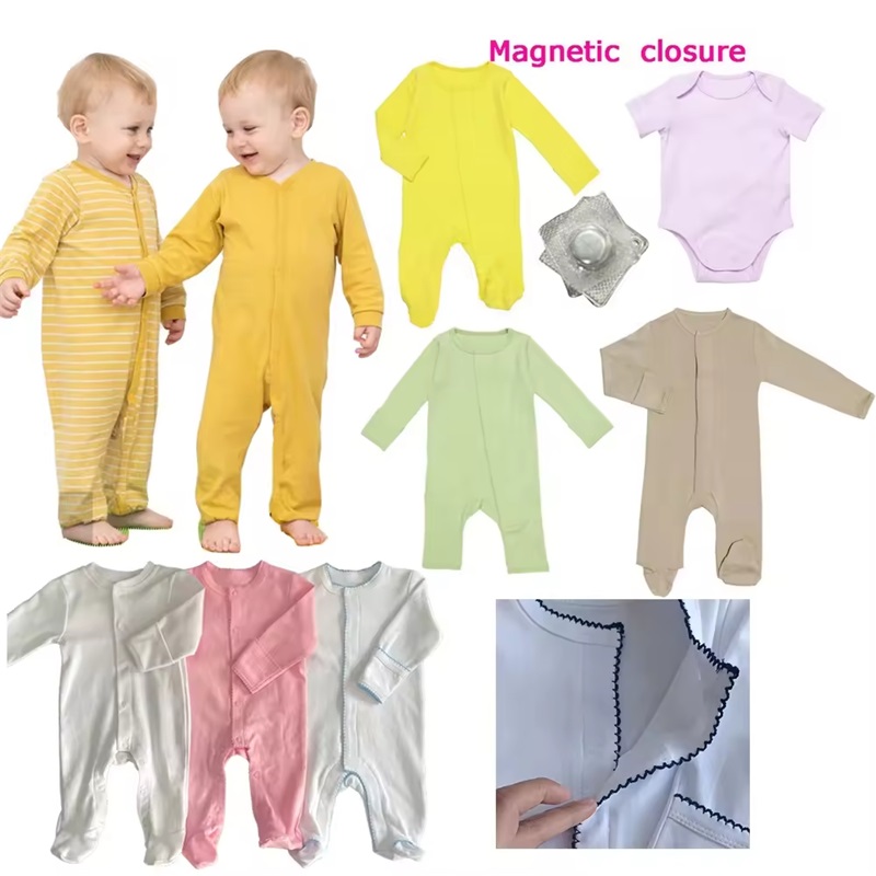 Prilagođeni 100% pamučni dječji magnetski snap onesie
